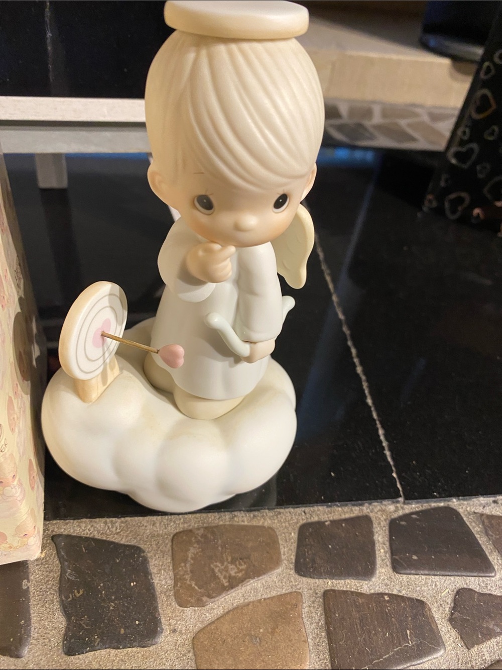 Precious Moments Cream and Pink Cupid Angel Figurine